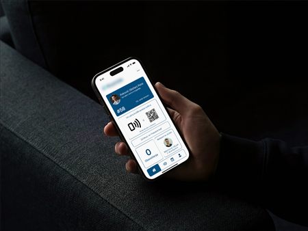 Digital employee identification interface displayed on a phone